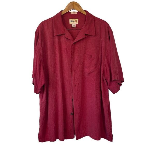 Reyn Spooner VTG Distressed Brocade Silk Button down Short Sleeve Shirt … - Picture 3 of 7